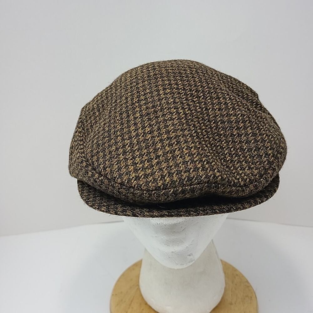 Stetson 100 % Wool Houndstooth Newsboy Cabbie Cap Hat Men’s Size Large